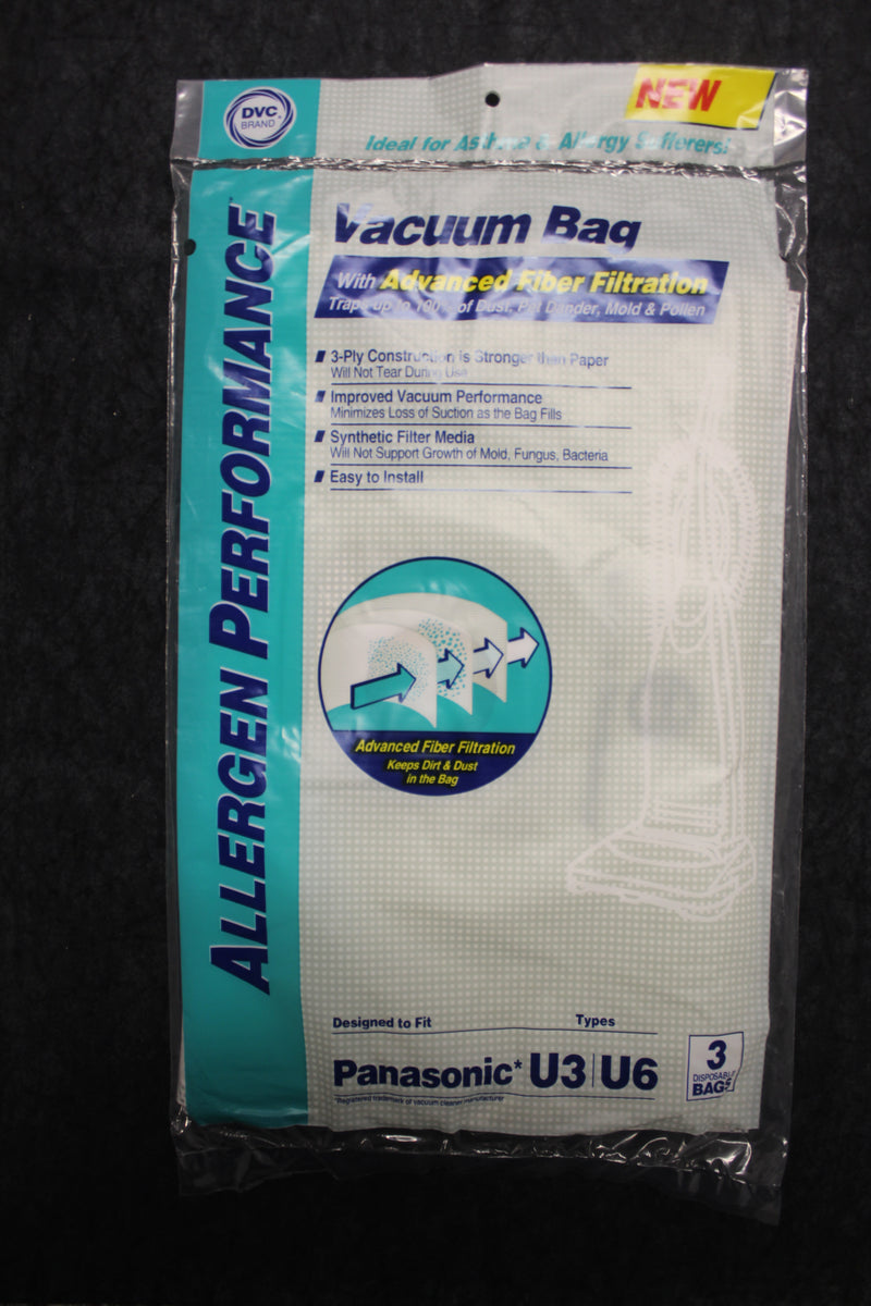 Panasonic "U/U3/U6" Cloth Allergen Bags - 3 pk